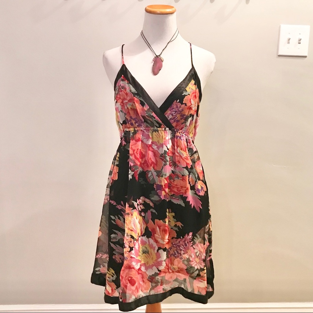Funky People Pink & Black Floral Dress | Sz M